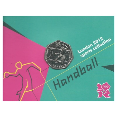 2011 BU 50p Coin (Card) - London 2012 - Handball - Click Image to Close
